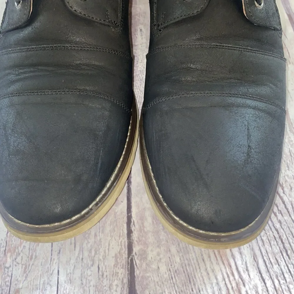 Ferro Aldo Blane Men’s 9.5 Black Cap Toe Lace Up Side Zip Ankle Boots